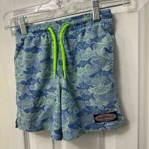 Vineyard Vines Blue and Green Fish Pattern Swim Trunks, 5